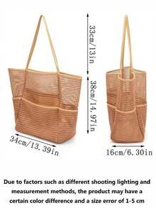 1pc Waterproof Mesh Travel Beach Bag, Multi-Pocket Portable Swim Pool Clothes Organizer Tote - Multicolor - View 11