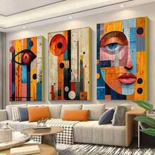Set Of 3 Bohemian Art Deco Abstract Art Canvas Posters, Modern African Fashion Wall Art Posters, Frame Option, Canvas Wall Decor For Living Room, Bedroom, Dining Room - 彩色 - 查看 1