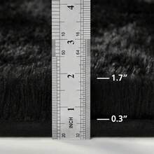 Large Shaggy Area Rug For Living Room & Bedroom – Stain-Resistant Fluffy Carpet With 1.4 In High Pile, Plush Aesthetic Throw Rug, Non-SIip Rubber Backing With 4 Anti-SIip Pads, Durable Edge Stitching – Cozy Minimalist Decor – Great Gift For New Year ! - Black - View 8