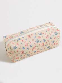 1 Stück Blumen Cord Stifttasche, verschiedene Blumenmuster, geeignet zum Aufbewahren von Schreibwaren, Büroorganisation und Dekoration, Campus Mode Schulmaterial, Geschenk für Freunde - Verschiedenfarbig - Übersicht 11