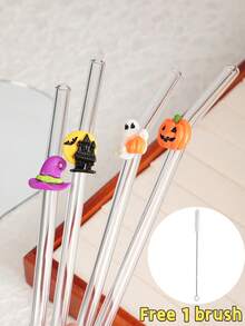 1PC/4PCS/7PCS Set Sedotan Ajaib Edisi Terbatas Halloween | Nakal + Kastil Berhantu + Kucing Hitam Misterius | Dapat Digunakan Kembali untuk Minuman Panas & Dingin | Perlengkapan Pesta yang Wajib Dimiliki! - Clear - View 16