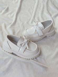 1 双女童浅口可爱公主皮鞋，透气软底防滑百搭儿童平底鞋，简约时尚婴幼儿易穿脱步行鞋，适合春季、夏季、秋季 - 米色 - 查看 5