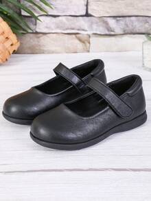 Ein Paar Kinder-Schuhe für Frühling und Herbst, modische Campus-Schuhe, Mädchen-Ballerinas, schwarze Schuhe aus Kunstleder, tägliche Freizeitkleidung, weich und bequem, Mädchen-Campus-Schuhe, Schulanfang - Schwarz - Übersicht 4