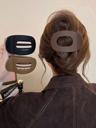 3 件/1 件女式 9.5 厘米/3.74 英寸黑色、卡其色、棕色哑光轻质塑料发夹，时尚百搭高端优雅简约风格发夹，适合日常休闲、派对、通勤、海滩、发髻、马尾辫、洗脸、化妆、服装配饰、发夹、发夹、黑色配饰