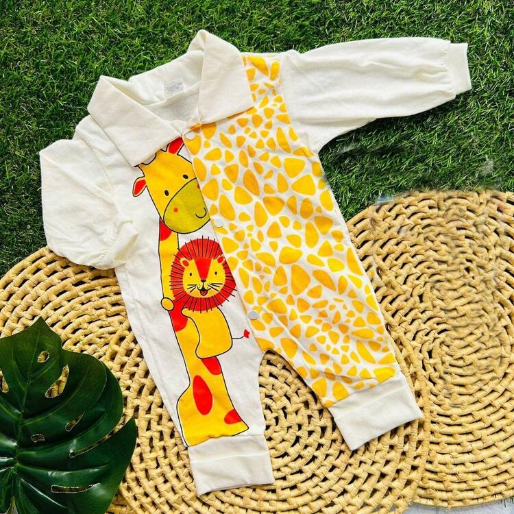 Macacão de bebê menino manga comprida safari baby fofura - Amarelo - Visão 2