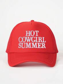 1 件男女通用刺绣“Hot Cowgirl Summer”棒球网帽，可调节防晒帽，适合户外旅行、徒步旅行、骑自行车 - 字母 - 查看 3