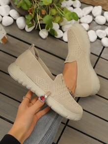 Women's Flat Slip-On Shoes, Versatile Casual Lightweight Breathable Flats, Soft Sole Loafers For Students