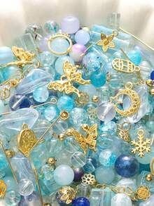 50克/包混合玻璃珠金属饰品隔珠适用于珠宝制作DIY手链项链脚链特殊手工工艺用品 - 混款珠金色配件 - 查看 18