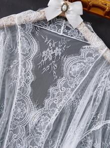 Plus Size Lace & Sexy Bodysuit Combination, Perfect Sleepwear Set - White - View 7