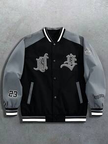 Jachetă de baseball pentru bărbați, toamnă/iarnă, casual, cu blocuri de culori, broderie cu litere, patchwork, jachetă de baseball casual pentru bărbați, primăvară/toamnă, jachetă de stradă pentru ieșiri, jachetă cu mânecă lungă, jachetă Rave cu blocuri de culori, cadouri pentru prieteni, soț, iubit