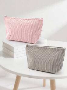 1/2 件新款简约时尚清新灯芯绒化妆包，返校必备便携式化妆包，多功能铅笔盒，化妆刷架适用于宿舍和旅行返校用品 - 彩色 - 查看 23