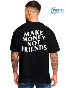T-Shirt Oversized Shirt Make Money Not Friends Streetwear Premium Summer Winter T-Shirt - 黑色_3147 - 查看 4