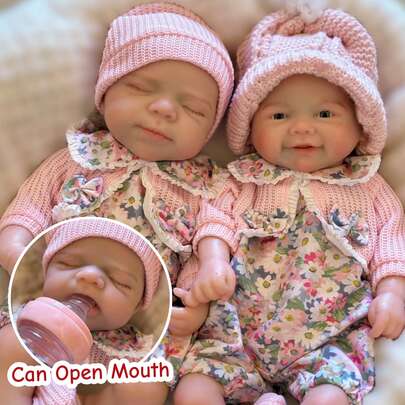 1 búp bê bé gái sơ sinh bằng silicon nguyên khối, cao 33cm, mô phỏng chân thực Pascale và Vivian với các đường gân nổi rõ, búp bê nghệ thuật 3D được vẽ tỉ mỉ với miệng có thể mở, quà tặng sưu tầm nhân dịp sinh nhật/Giáng sinh/tụ họp gia đình.
