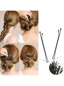 200/100/50/20pcs Of Women's Black Simple Solid Color Hair Clip Hair Accessories Black Word Clip Hair Clip Small Black Clip Headdress Hair Clip Broken Hair Side Clip Wave Just Clip Female U-Shaped Fixed Hair Clip Claw Clips Hair Claws Hair Barrettes, School Stuff