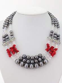 1pc Personalized Creative Exaggerated Western Country Style Imitation Beaded Multi-Layer Necklace - Necklace - View 4