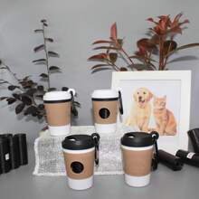 Pet Trash Bag Dispenser, Cat Dog Portable Poop Bag Holder, Creative Coffee Cup Waste Bag Dispenser For Dogs Cats, Outdoor Dog Walking Pickup Device With Rotatable Detachable Design, Equipped With Sturdy Metal Clip, Fun Pet Cleaning Accessory Featuring Humorous Slogans, Multi-Purpose Cat & Dog Hanger, Perfect Holiday/Birthday Gift