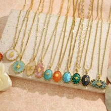 Accessori essenziali per gioielli fai-da-te in stile bohémien, con pietre naturali colorate e pendenti in acciaio inossidabile realizzati a mano, ideali per collane, bracciali, orecchini e regali, perfetti per le vacanze