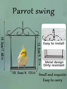 1 件鹦鹉玩具套装鸟笼配件金属秋千易于安装且紧凑，精致且方便携带 - 黑色 - 查看 8