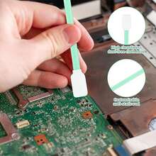 50 Pzs Hisopos De Esponja Limpieza Cabezal Plumas Roland,Ampliamente utilizado en la limpieza de cabezales de plotter Epson, Roland, Mimaki y otros, limpieza micromecánica, eliminación de contaminantes duros, tintas, placas de circuitos, lentes ópticas y otros productos electrónicos. Limpieza de componentes sensibles a la electrostática (varillas de polipropileno con función antiestática), eliminación de residuos de material sobrante - Azul Cadete - Ver 9