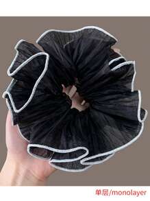1 pièce Chouchou pour cheveux ébouriffés pour femmes, corde à cheveux à volants, élastique à cheveux moelleux pour queue de cheval, style élégant et polyvalent, Chouchous de la Saint-Valentin, Liens de cheveux Scrunchy, Décontracté