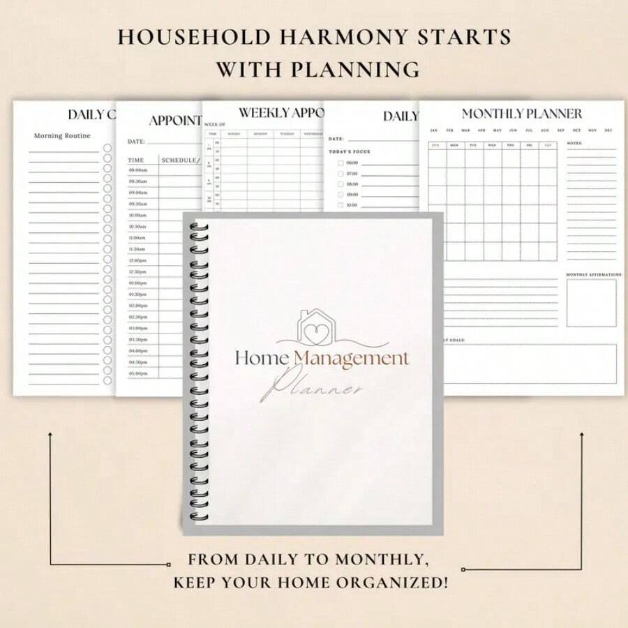 1PC ADHD Home Management Binder – Cute Pink Design With Cleaning Schedules, Habit Trackers & Meal Planners | Life Organization Kit For Neurodivergent Women, Busy Moms & Clutter-Free Households