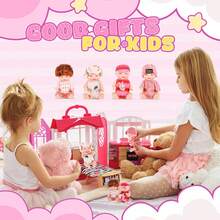 4英寸（约10.2厘米）迷你娃娃，逼真婴儿娃娃，动物服装，可爱婴儿礼物，儿童生日派对（家居风格），草莓生日帽，20厘米娃娃，新生婴儿娃娃 - 多色 - 查看 9