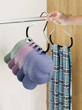 1/2 Pcs Cupboard Hat Rack, Space-Saving Multifunctional Display Holder, Stainless Steel Frame With Plastic-Coated Non-Slip Hook For Baseball Caps, Suitable For Dorms, Closets, Bedrooms, Wardrobes, Organizers For Hats, Belts, Wallets (Black, White 14cm)