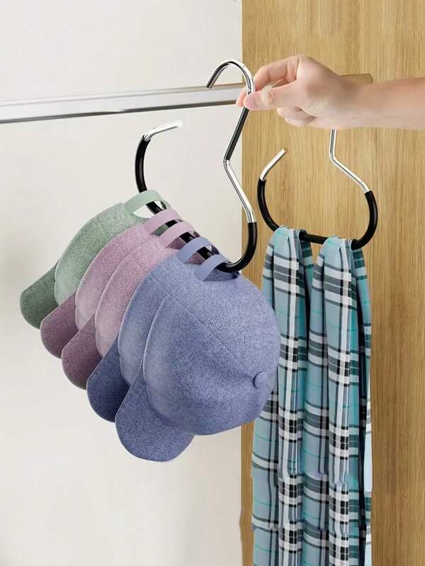 1/2 Stück Schrank Hutablage, platzsparende multifunktionale Displayhalterung, Edelstahlrahmen mit kunststoffbeschichtetem rutschfestem Haken für Baseballkappen, geeignet für Studentenwohnheime, Schränke, Schlafzimmer, Kleiderständer, Organizer für Hüte, Gürtel, Geldbörsen (Schwarz, Weiß 14cm)