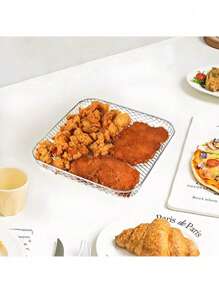 1 层不锈钢空气炸锅配件 - 可用洗碗机清洗，可堆叠用于烤箱和炸锅 耐用空气炸锅架 可堆叠多用途烤箱架 不锈钢篮子托盘 空气炸锅配件