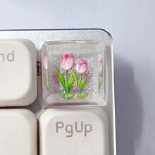 1pc Resin Personalized Original Design Beautiful Tulip Keycaps, Cross-Axis Interstellar Cutsom Keycaps, Cherry MX Keycaps Mechanical Keyboard Valentine's Day Gift - Multicolor - View 12