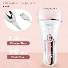 VGR IPX7 Waterproof 6in1 Grooming Kit Lady Shaver Epilator Rechargeable Foot Callus Remover V-733 - Pink - View 4