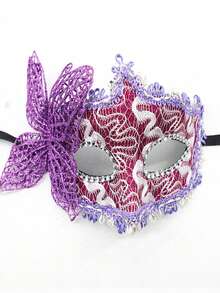 Women Masquerade Mask With Holding Stick Party Mask Half Face Mask For Halloween - Multicolor - View 5