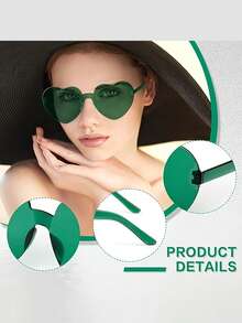 1/2/4/8/10只装心形派对眼镜，时尚心形，派对眼镜，沙滩配饰，适合婚礼、生日派对、旅行、新娘送礼会、单身派对、婚礼、伴娘礼物 - 綠色 - 查看 5