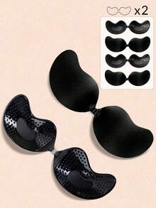 1/2/3/4入 黏貼式無肩帶聚攏胸罩，隱形露背黏貼胸罩，適用於婚紗、晚禮服與低胸穿搭 - 彩色 - 查看 29
