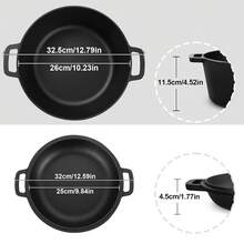 2-In-1 Pre-Seasoned Cast Iron Dutch Oven Pot With Skillet Lid Cooking Pan, Cast Iron Skillet Cookware Pan Set With Dual Handles Indoor Outdoor For Bread, Frying, Baking, Camping, BBQ, 5QT - màu đen - Xem 11
