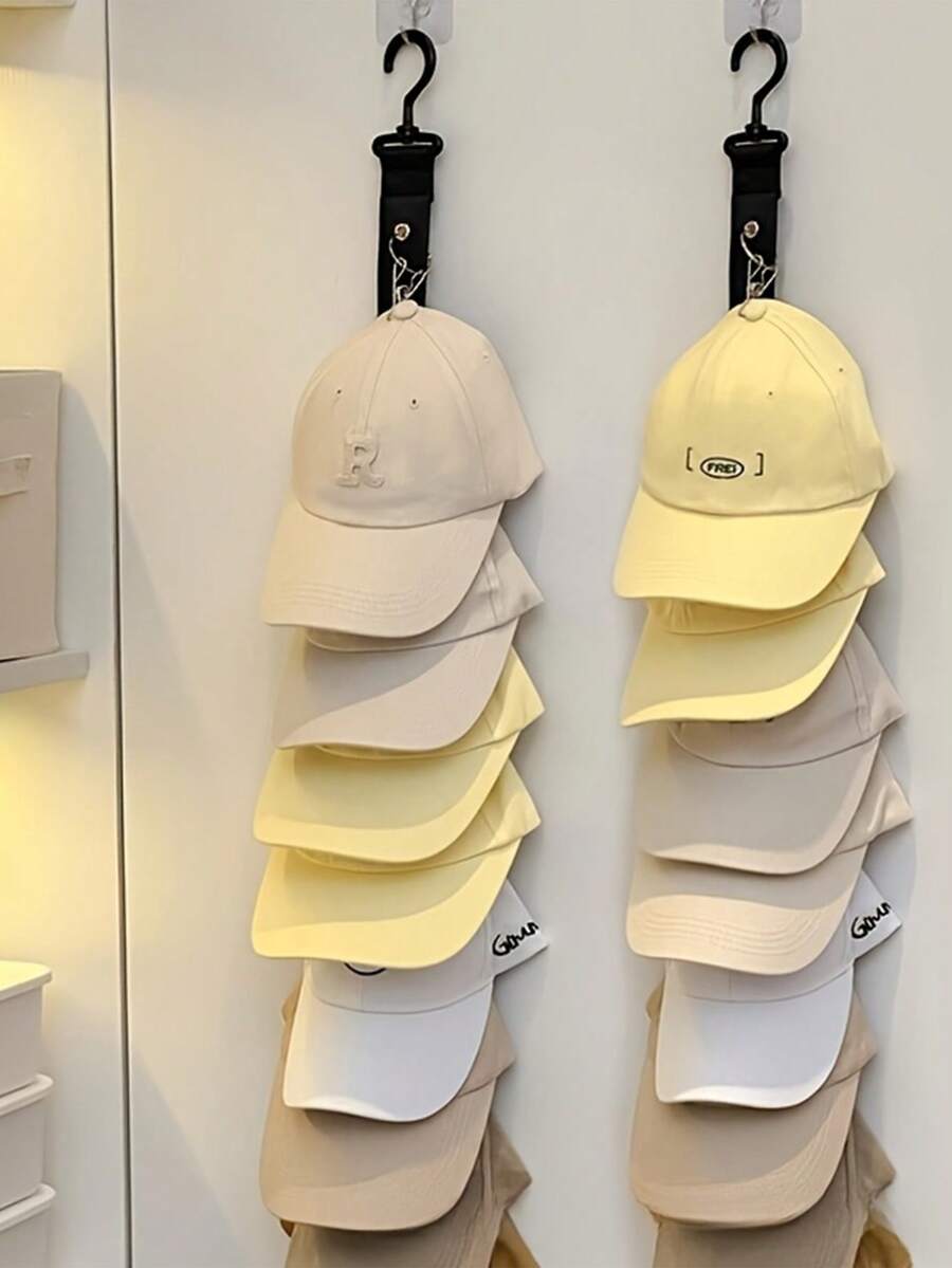 8-Clip Stainless Steel Baseball Cap Rack, Can Hold 16 Hats. This Cap Organizer Is Suitable For Home And Wardrobe, Versatile For Various Occasions. Can Be Used For Summer Clothing Storage And Home Decor.