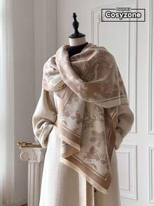 1 Stück eleganter Pflanzenmuster Jacquard Warm Schal, Boho-Stil, geeignet für klimatisierte Räume, vielseitiger Modeschal für Herbst/Winter Damen Winterschals für Kleider - Verschiedenfarbig - Übersicht 6