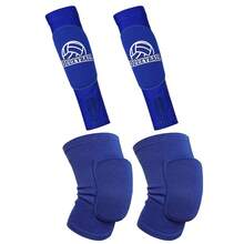 Obmwang 2 Pieces Volleyball Accessories Including Volleyball Knee Pads And Arm Sleeves With Protection Pads And Thumb Hole For Women Girls Teens(Black) - Blue - View 2
