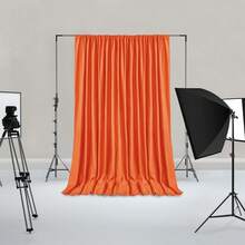橙色皱纹派对背景窗帘 5 X 7/8/10 英尺（约 150 X 213/243/304 厘米）皱纹 - 聚酯纤维摄影背景窗帘 适用于万圣节主题派对、婚礼生日派对 - 橘色 - 查看 6