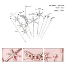 Conjunto de grampos de cabelo com strass em forma de estrela e lua, 2/5/6/7/8/18 peças, acessórios de cabelo para festas de fim de ano para mulheres