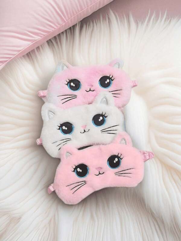 Comfortable Children's Cartoon Plush Cat Eye Mask For Sleep