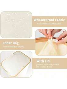 1pc Panier A Linge,Large Laundry Basket With Lid, 100L Tall Laundry Organizer Basket, Foldable Dirty Clothes Hamper With Handles, Collapsible Laundry Hamper, Waterproof Removable Bag For Bedroom Decor, Room Decor, Decorations, Decorations, Decor, Storage, Organizer Dress Pants Shoes Jeans Boots Skirtlaundry Hamper,Washing Basketbathroom Organizer,Basket,Storage Basket,Foldable Laundry Basket - Bamboo - View 9