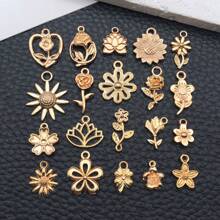 20/30/50/100入組批發手工飾品製作吊墜，隨機混合金色KC黃合金吊墜裝飾，適用於項鍊手鍊製作和手工藝品供應