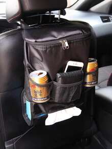 Multifunktionell väska för bilsätesryggen – Inkluderar isolerad kylväska, högdensitets oxfordtyg med aluminiumfoliefoder, flera förvaringsfickor, lätt att hänga på fram- eller baksätet, platsbesparande design, universell passform för SUV:ar, sedaner och minibussar, förvarings- och isoleringsväska för sätesryggen - En-Storlek - Visa 2