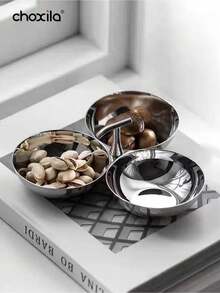 choxila 1个不锈钢甜点碗，可作零食盘、食物碟、糖果托盘，用于盛放零食、糖果、糕点、坚果、干果，适用于下午茶、派对、聚会、斋月、宰牲节等场合。 - 三頭小吃碟 - 查看 8