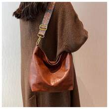 Large Spacious Tote Bag For Women, PU Leather Work Office Commuter Bag, Minimalist Vintage Shoulder Crossbody Purse - Casual Everyday Handbag - 黑色 - 查看 5