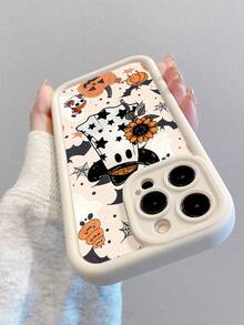 1pc Fashionable Pumpkin, Ghost, Flower Pattern Full Coverage White Anti-Fingerprint Soft Phone Case Compatible With IPhone 16 Pro Max/16/16 Pro/16 Plus/15/15 Pro Max/15 Pro/11/12/13/14 Pro Max/11 Pro/11 Pro Max/12 Pro/12 Pro Max/13 Pro/13 Pro Max/14 Pro/14 Pro Max, Creative High-End Design
