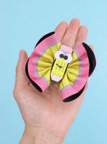 2 件装女童开学蝴蝶结发夹，铅笔装饰黄色聚酯纤维头饰，适合青少年新学期发饰发饰 - 彩色 - 查看 3