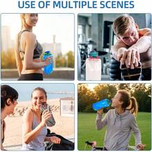 Collapsible Water Bottles For Travel U2013 4 Pack 24oz Foldable Water Bottle With Leakproof Lid, FoodGrade Silicone Portable Reusable BPAFree Water Bottle For Hiking, Sports, Camping, Biking - initial - View 6