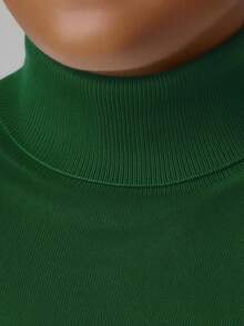 Men's Everyday Casual Solid Color Turtleneck Long Sleeve Sweater, For Fall Winter - Dark Green - View 3